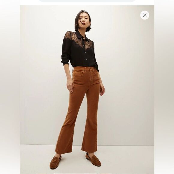 Veronica Beard Carson Corduroy Kick-Flare Pants tan brown bells jeans NWT 32 - Picture 2 of 12